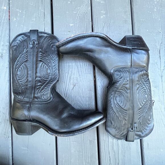 Women's Black Abilene Cowhide Dress Western Cowboy Boots Style 9050 Size 8.5 - Picture 3 of 8